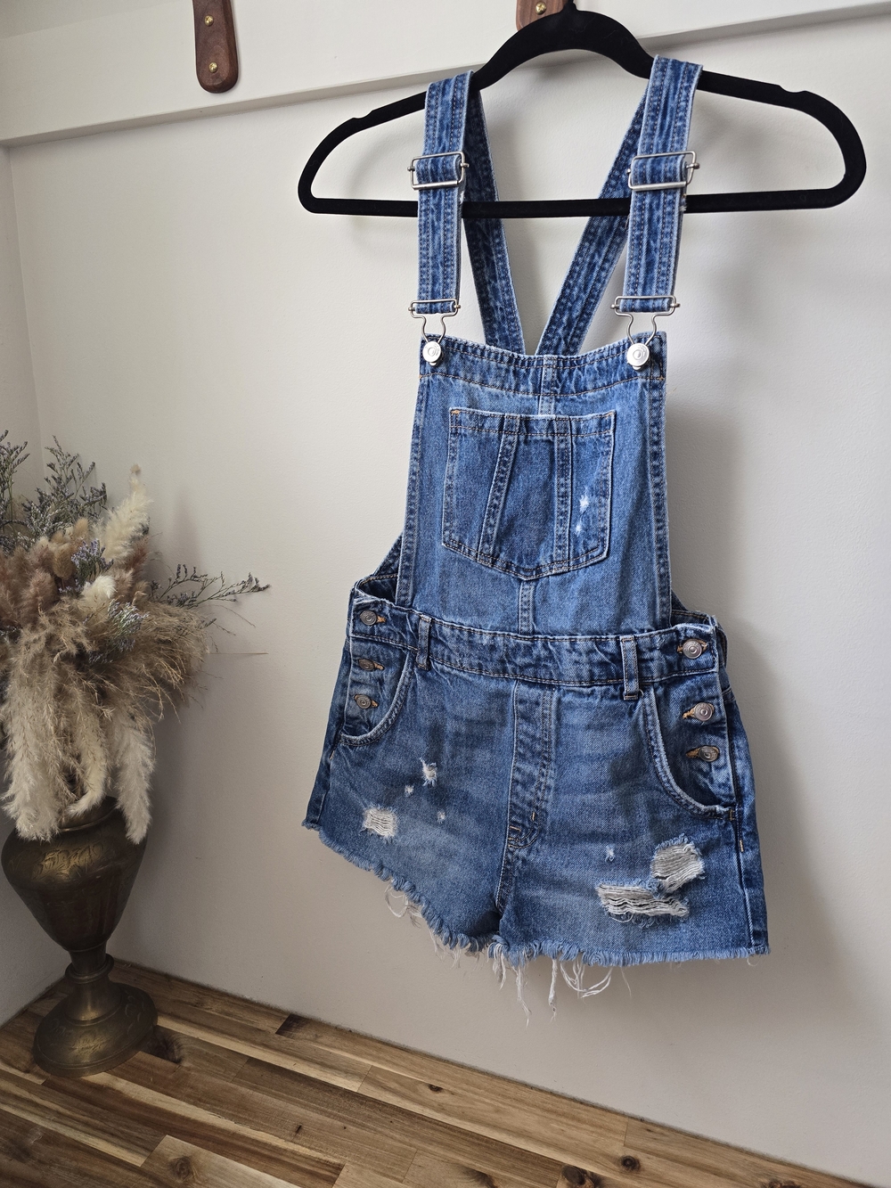 Blue Denim Short Overalls - Women Jeans